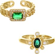 Ettika Set of 2 Cubic Zirconia Adjustable Rings