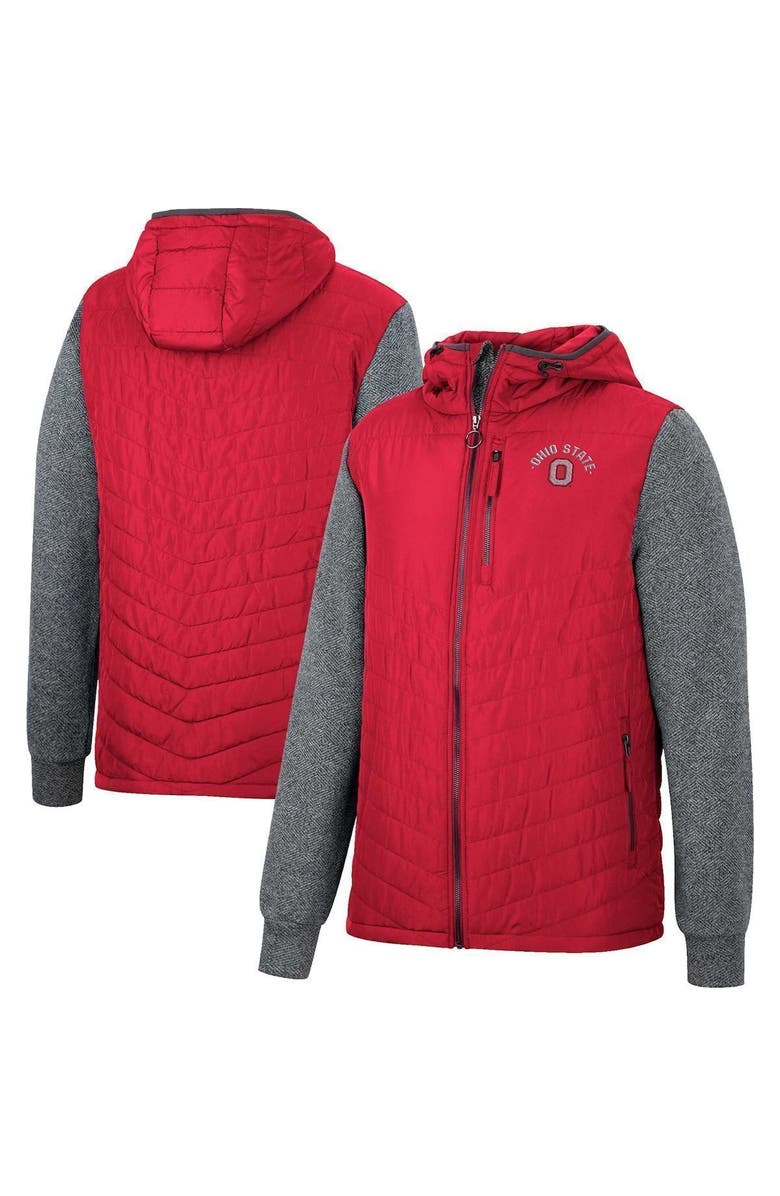 COLOSSEUM Men's Colosseum Scarlet Ohio State Buckeyes Course Herringbone Full-Zip Hoodie, Main, color, 