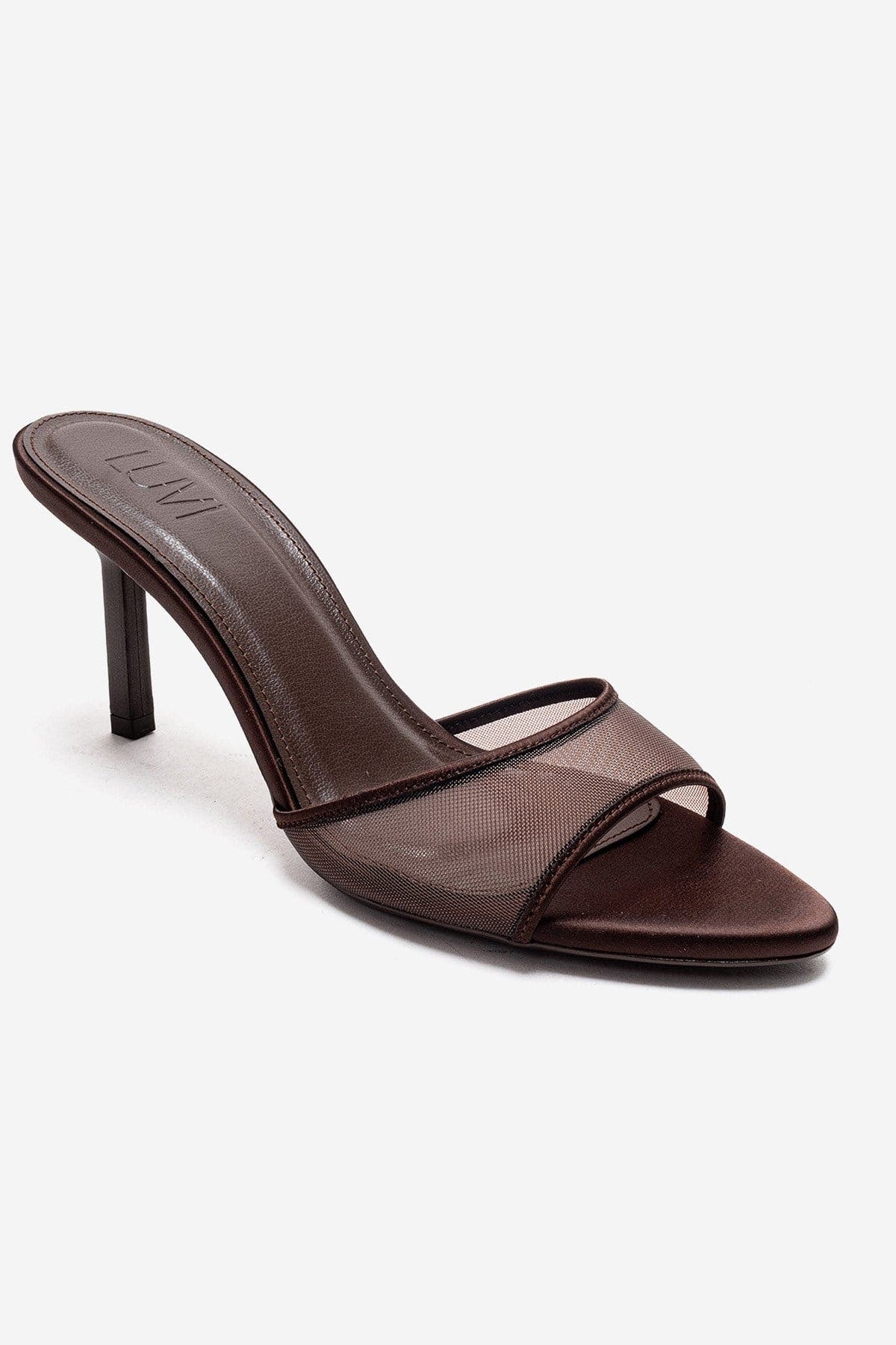 Prologue Shoes Monroe Stiletto Mesh Sandal, Alternate, color, Brown