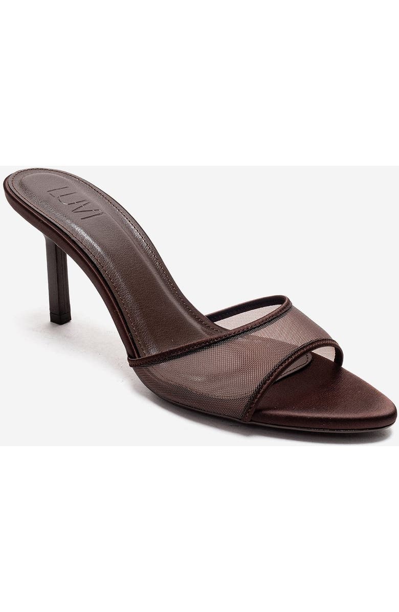 Prologue Shoes Monroe Stiletto Mesh Sandal, Alternate, color, Brown