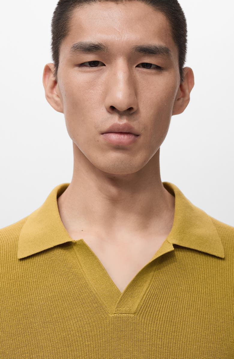 MANGO Structured Knit Polo, Alternate, color, Curry