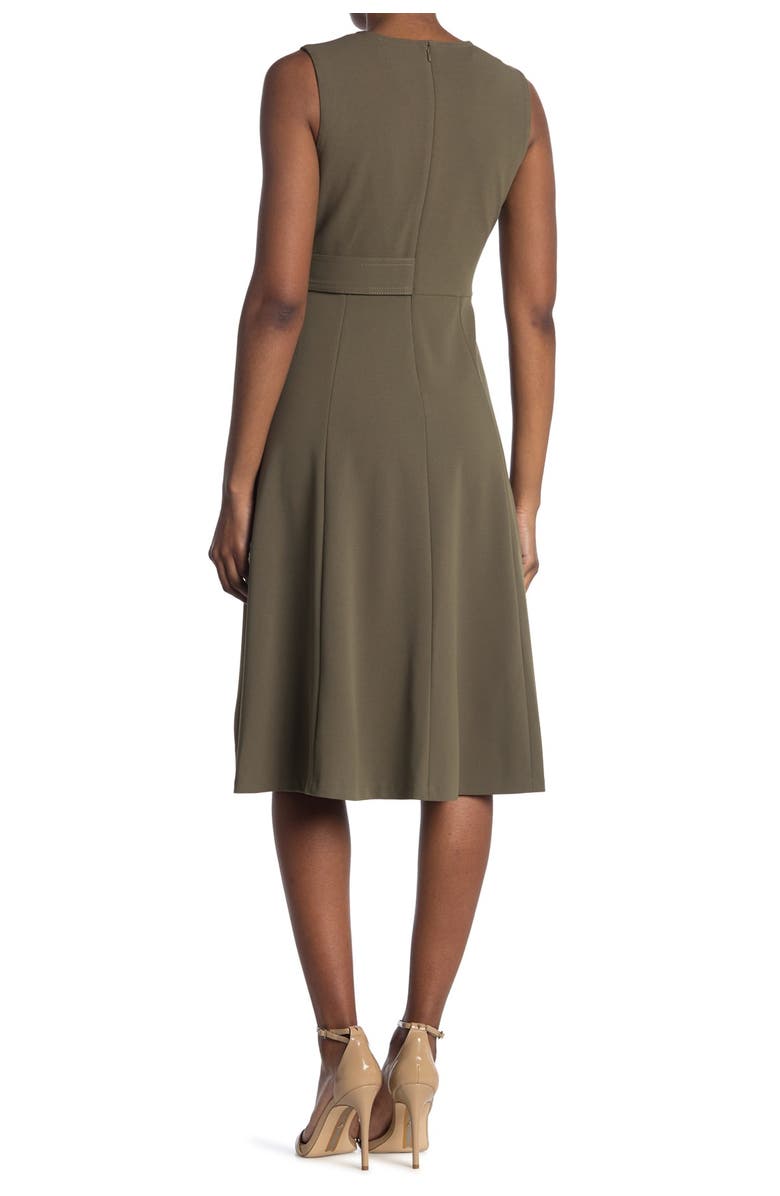 Calvin Klein Surplice V-Neck Sleeveless Buckle Midi Dress, Main, color, 