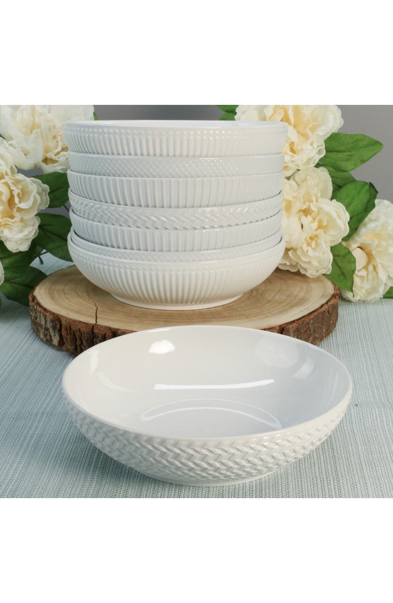 BIA Cordon Bleu Set of 8 Assorted Textured Pasta Bowls, Alternate, color, White