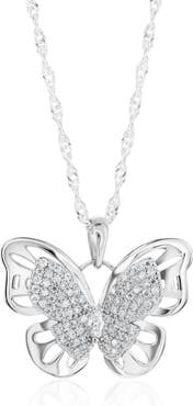 Donatello Gian Sterling Silver Moissanite Large Butterfly Necklace