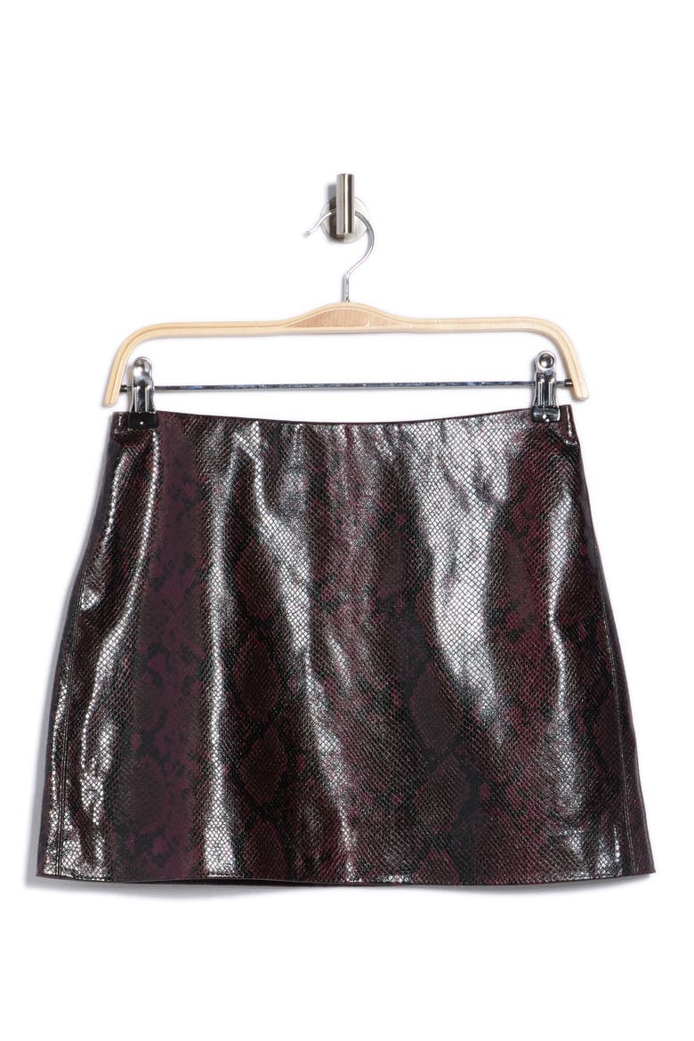 Snakeskin Print Faux Leather Miniskirt, Alternate, color, BLACK PYTHON PRINT