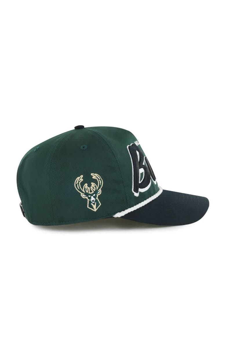 Men's '47 Hunter Green/Black Milwaukee Bucks Dropshadow Rope Hitch Adjustable Hat, Alternate, color, Hunter Green