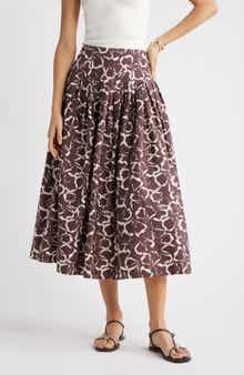 Pleated Cotton Poplin Skirt