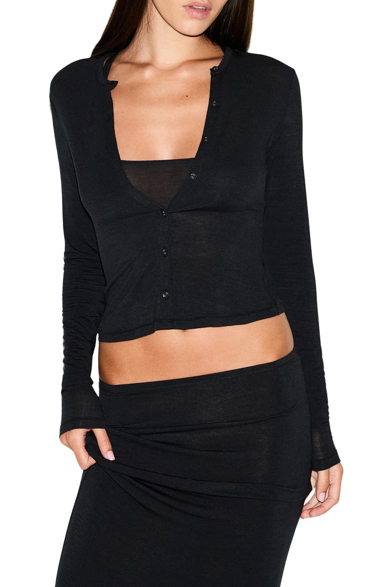 Sheer Modal Blend Cardigan, Main, color, ONYX