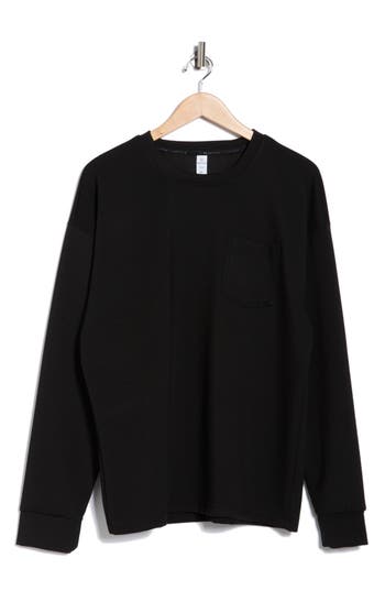 90 Degree By Reflex Oasis Scuba Knit Long Sleeve T-shirt In Black