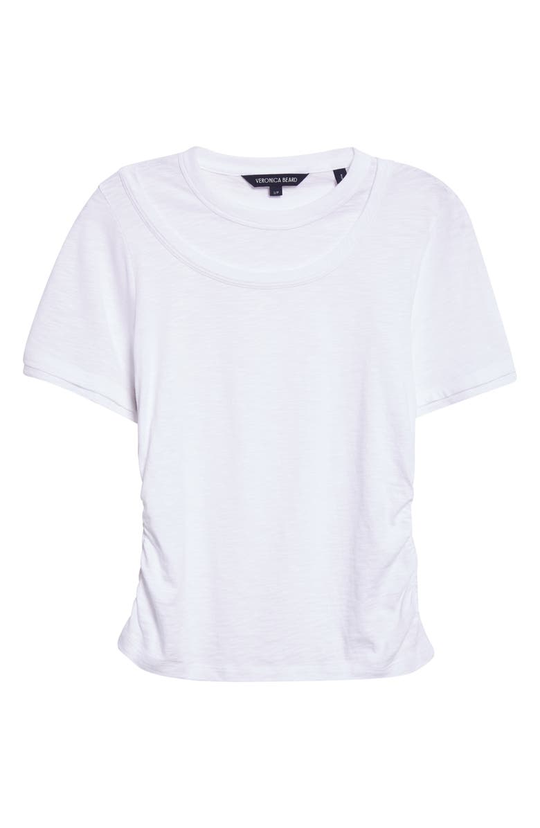 Veronica Beard Damian Ruched Double Collar T-Shirt, Alternate, color, White