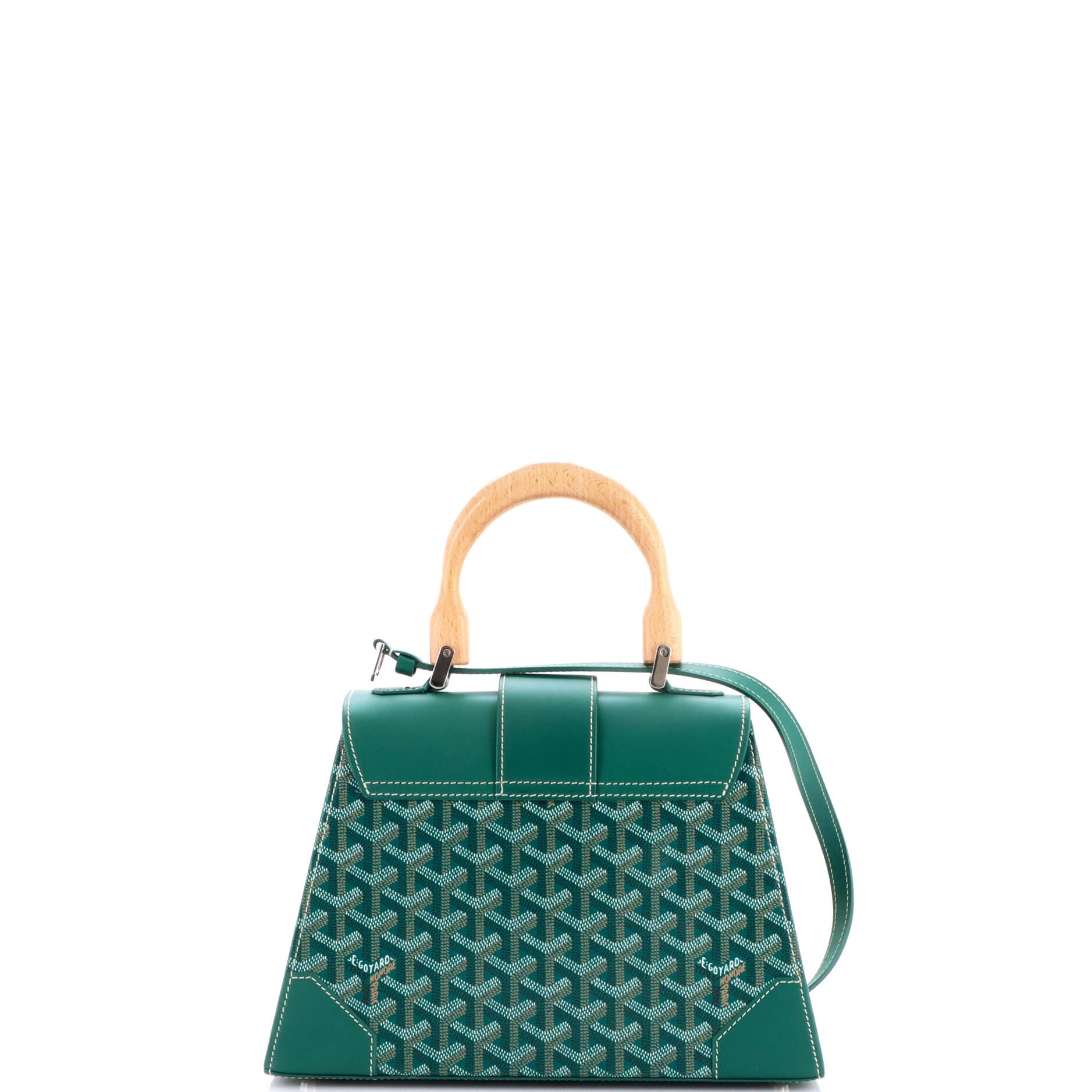 Pre-Owned Goyard Saigon Top Handle Bag Coated Canvas with Leather PM, Alternate, color, Green