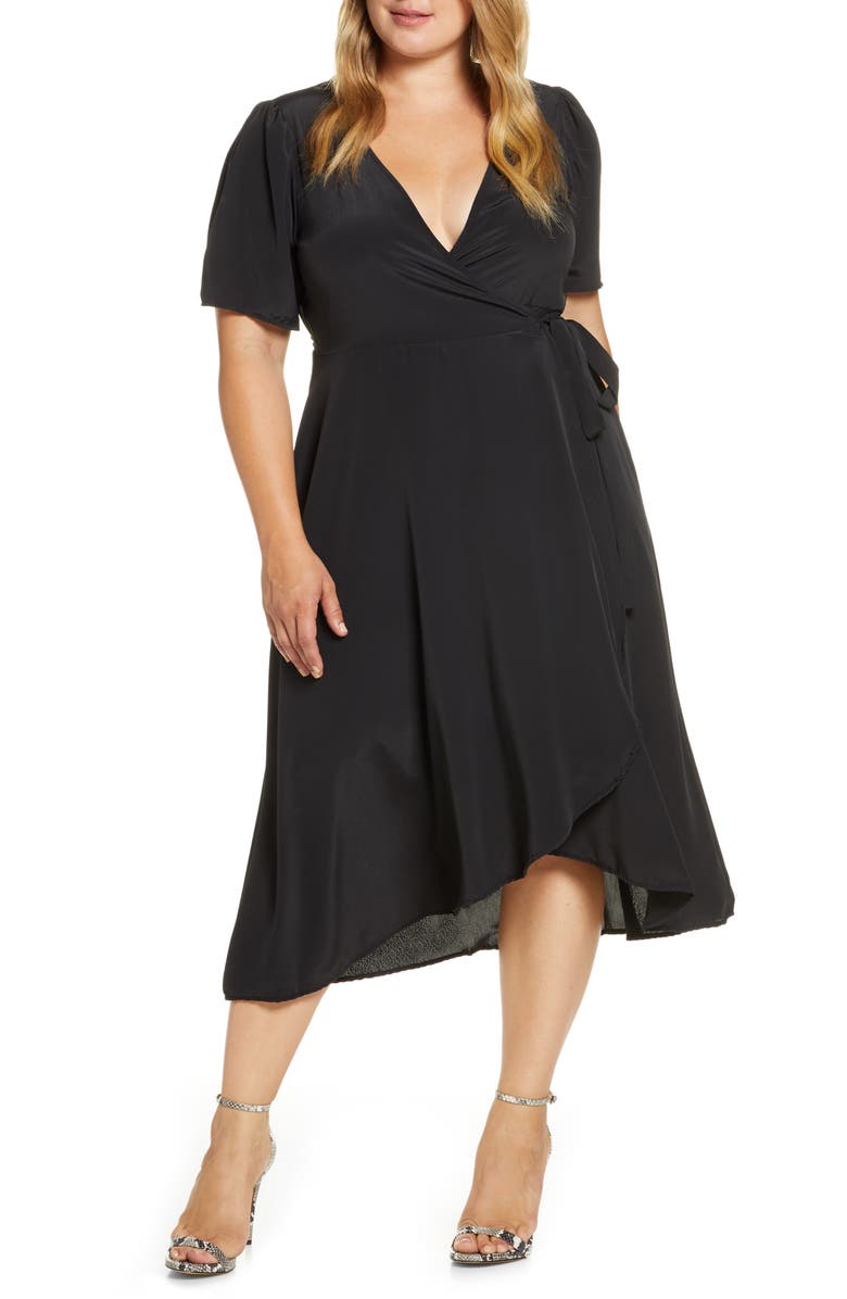 Bobeau Lumi Puff Sleeve Wrap Dress, Main, color,