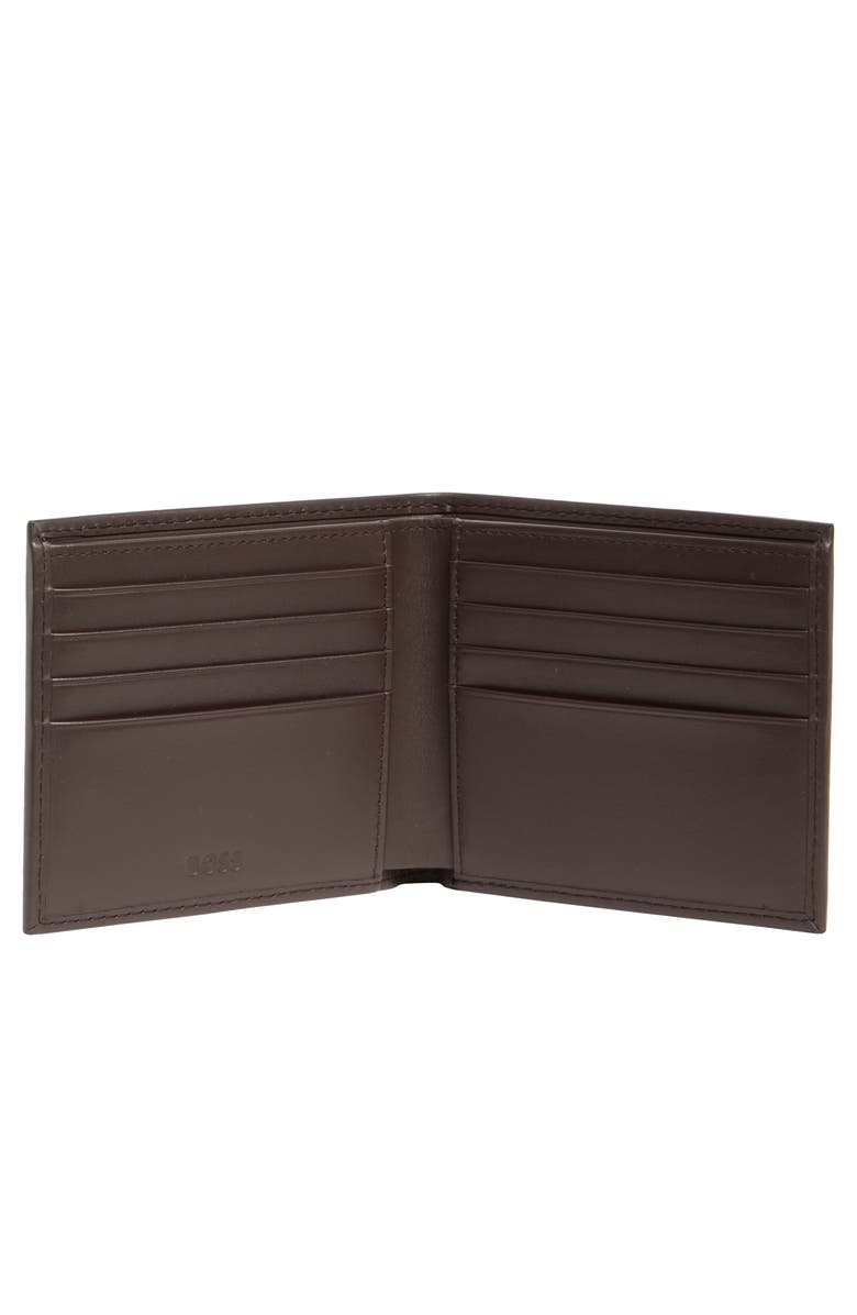 BOSS Randy Leather Bifold Wallet, Alternate, color, Dark Brown
