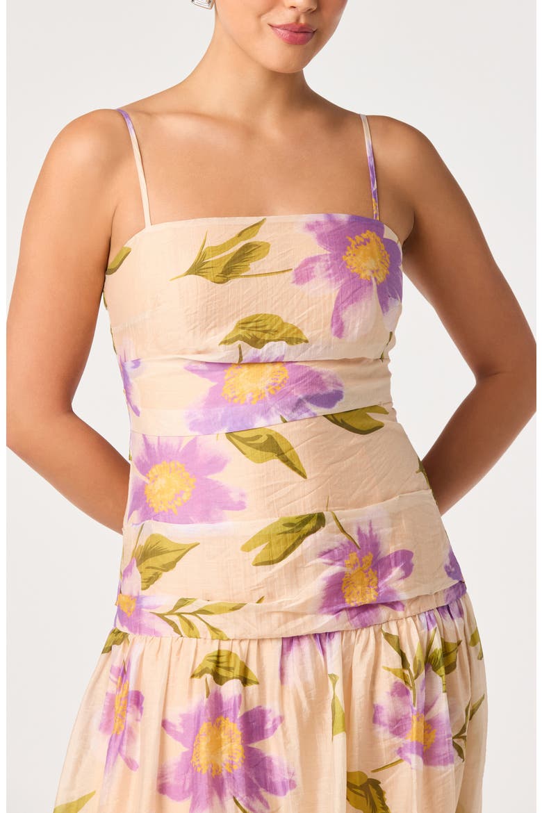 Ava Floral Drop Waist Midi Dress, Alternate, color, PURPLE FLORAL