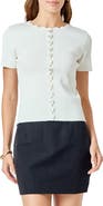 Endless Rose Scallop Accent Button Front Knit Top