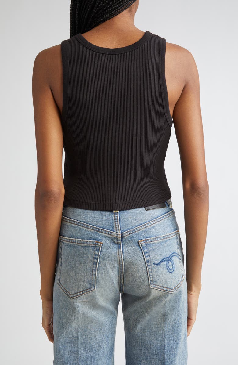 R13 Distressed Cotton Crop Tank, Alternate, color, Black