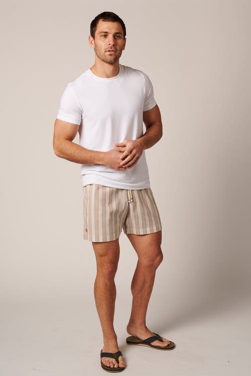 Leisure Lab Laguna Shorts In Beige Stripes