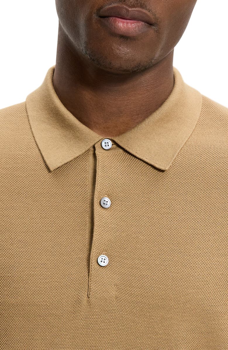 Theory Silk & Cotton Piqué Polo Sweater, Alternate, color, Fresh Khaki