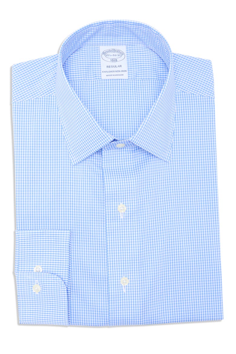 Regular Fit Explorer Non-Iron Gingham Button-Down Shirt, Alternate, color, BLUE MINI GINGHAM
