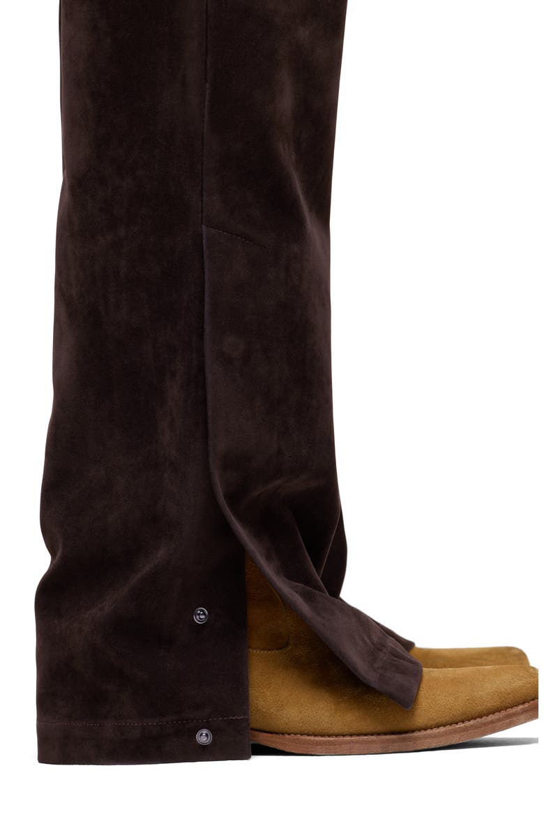Walker Faux Suede Trousers, Alternate, color, DARK BROWN