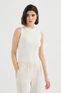 Brunello Cucinelli Cotton ribbed jersey top with monili