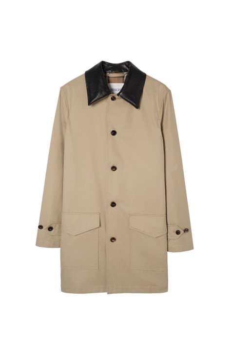 Mid-length Leather Collar Meadowbank Car Coat