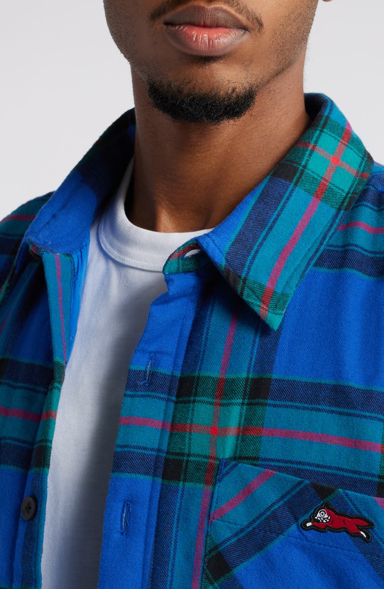 ICECREAM Big Boy Plaid Cotton Flannel Graphic Shacket, Alternate, color, 