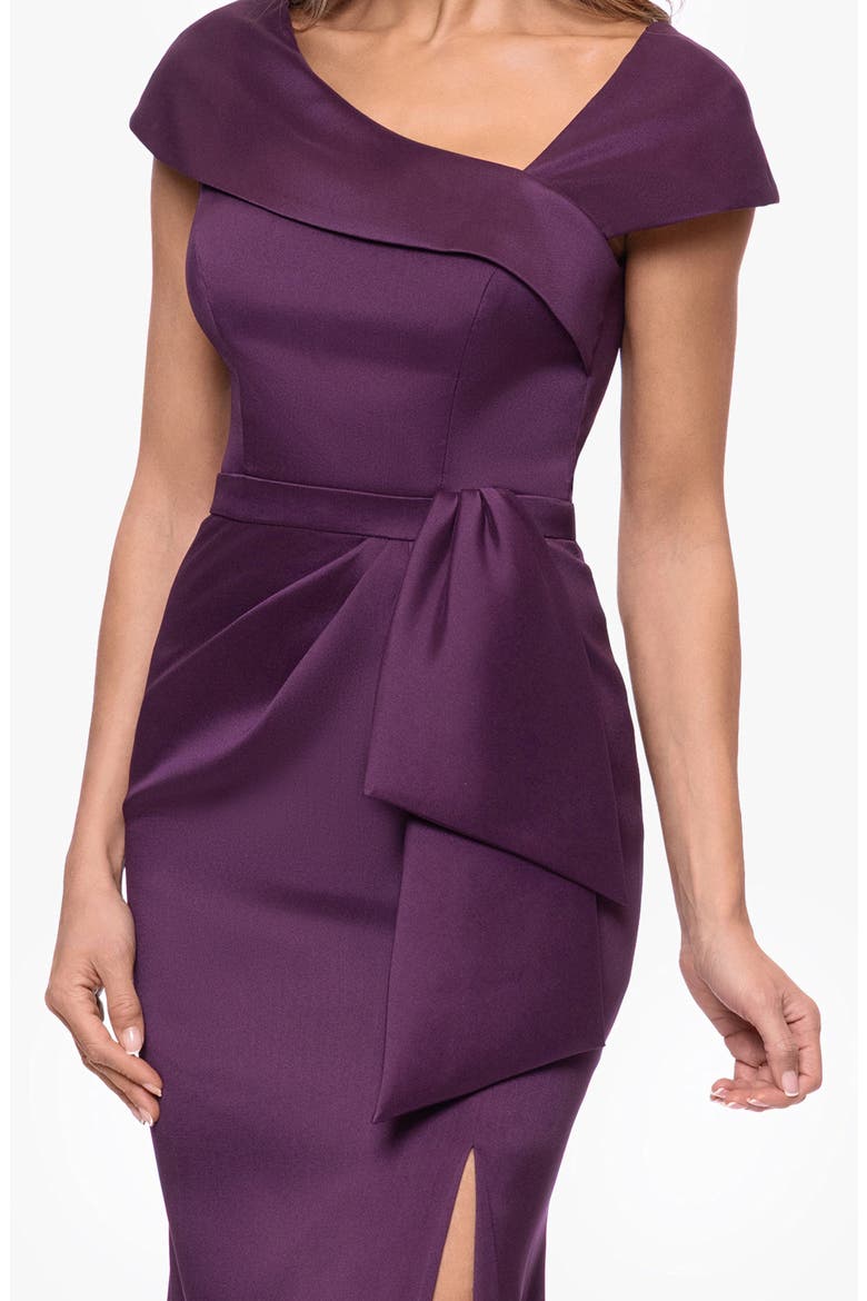 Asymmetric Neck Stretch Mikado Gown, Alternate, color, PLUM