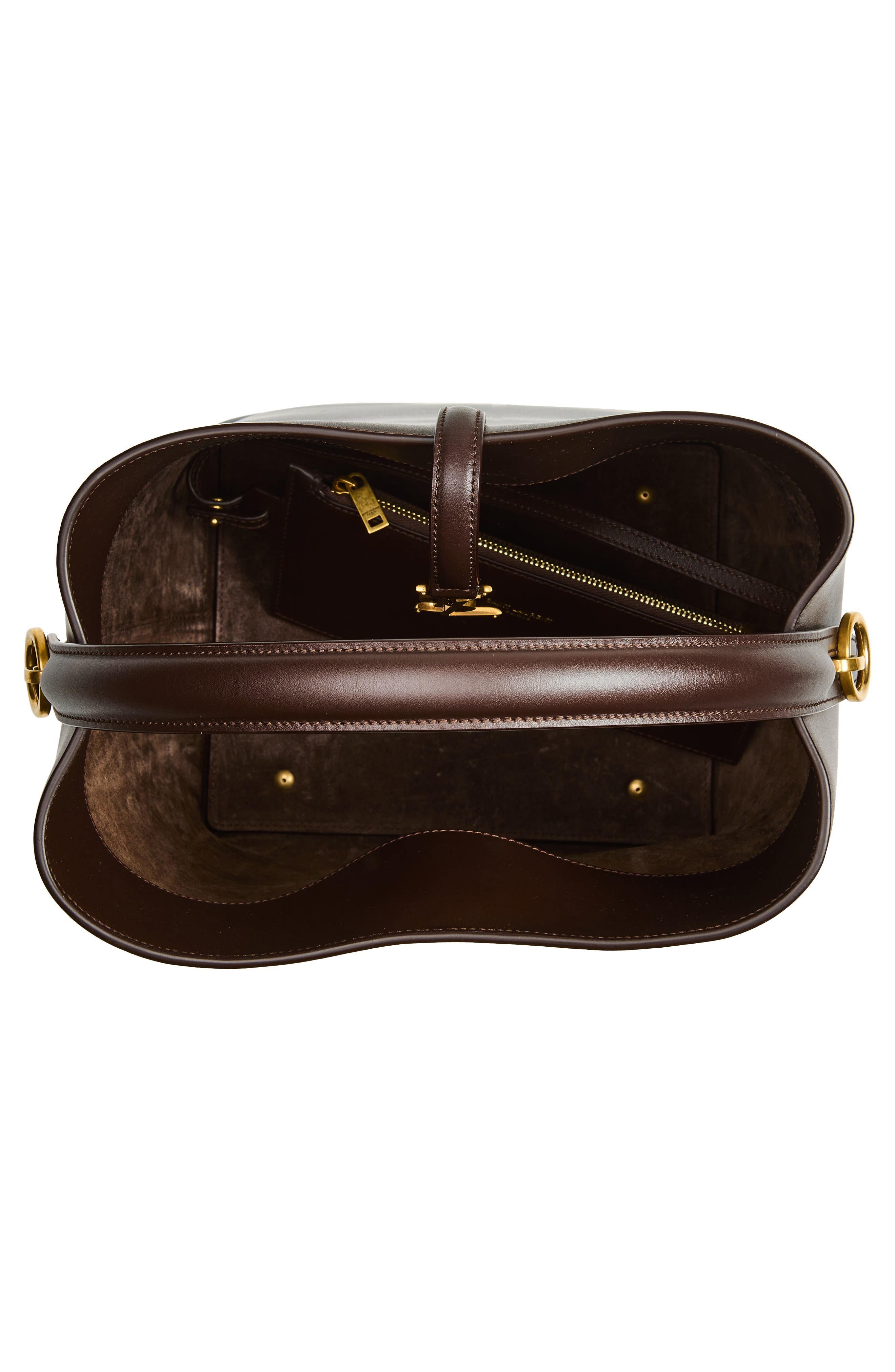 Saint Laurent Le 37 Leather Bucket Bag, Alternate, color, Arabica