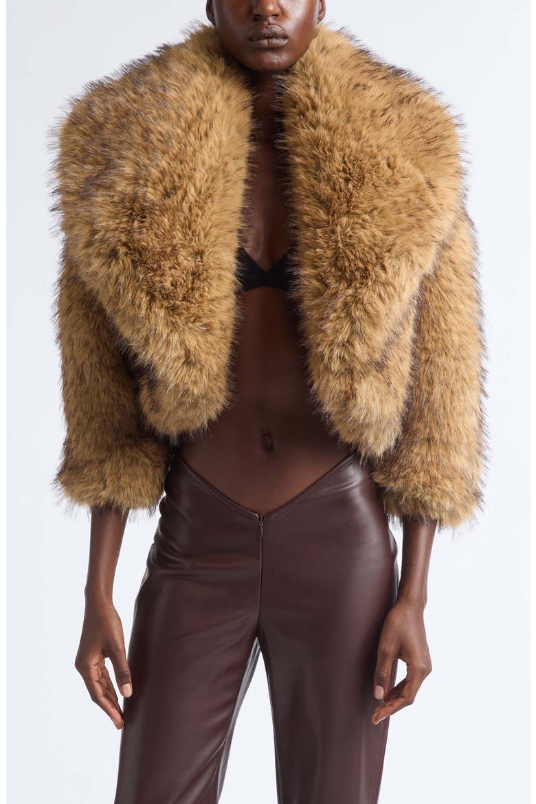 Georgia Moon Faux Fur Jacket, Main, color, BEIGE