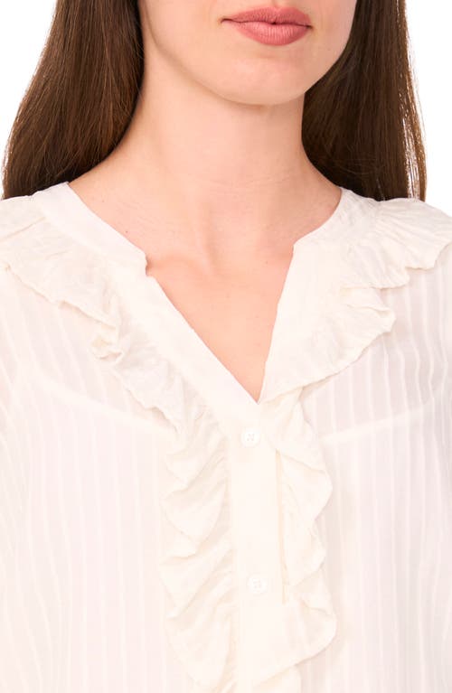 Halogen ® Ruffle Placket Stripe Button-up Shirt In White