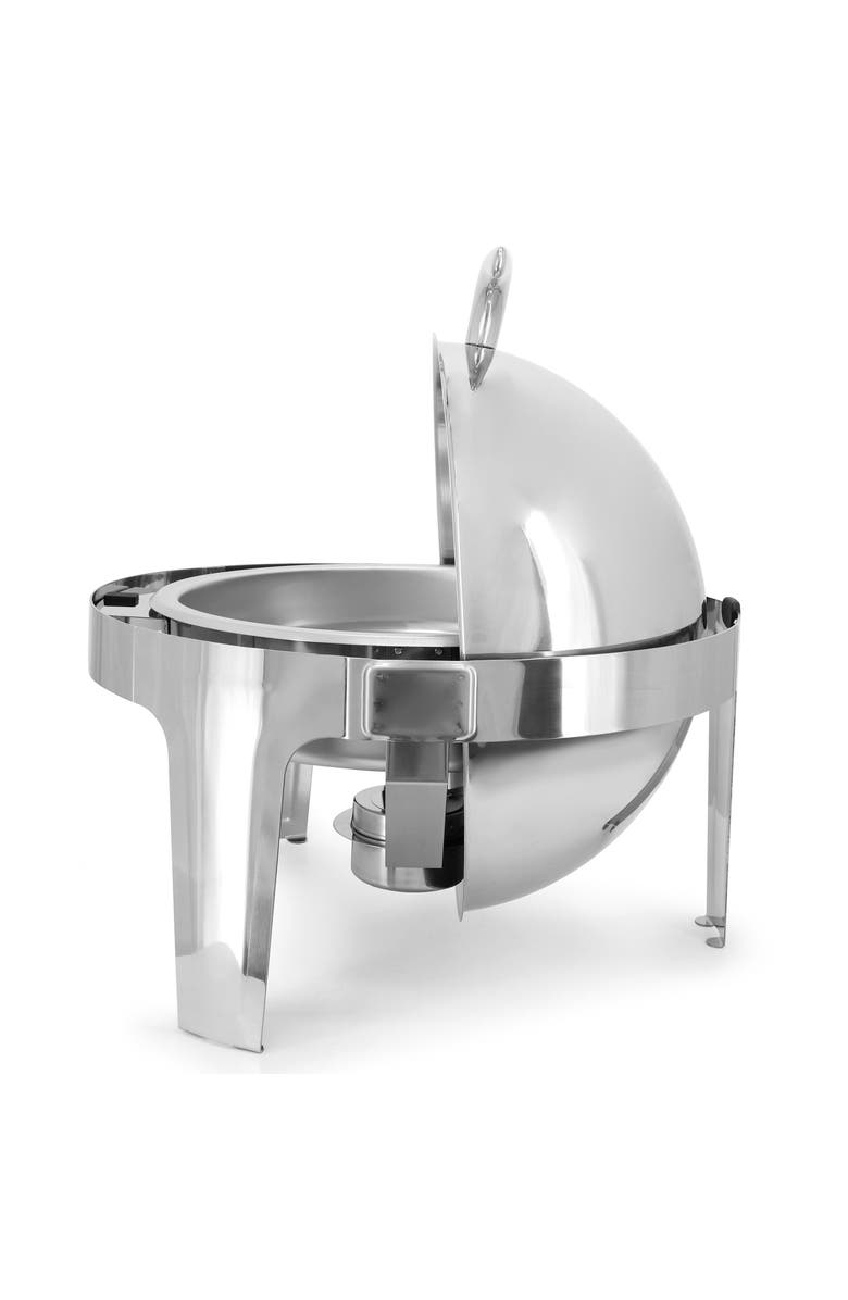 Megachef 6.3 Quart Round Stainless Steel Dome Roll Top Professional Chafing Dish/Food Warmer/Buffet Server Serving Dish, Alternate, color, Silver