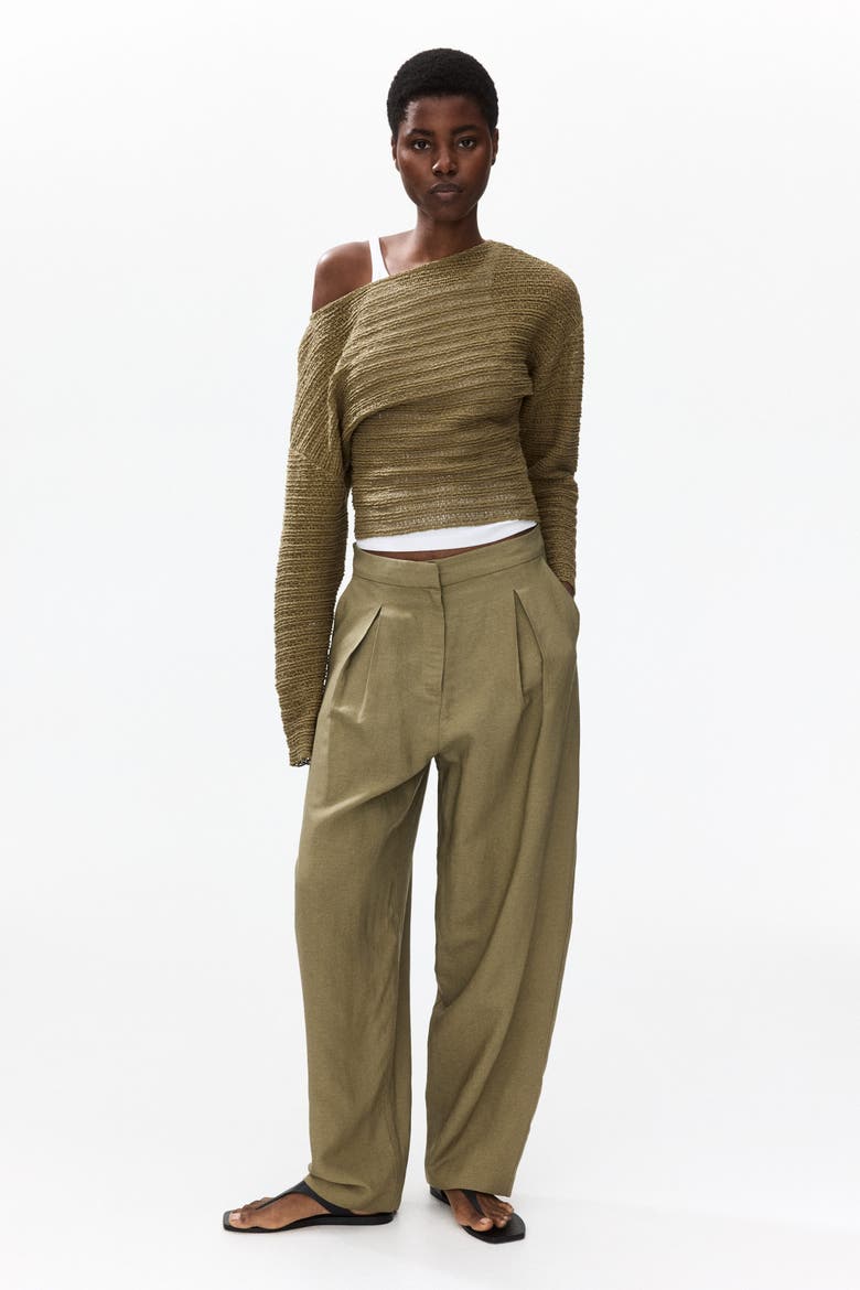 Textured-knit Top, Alternate, color, Dusty khaki green