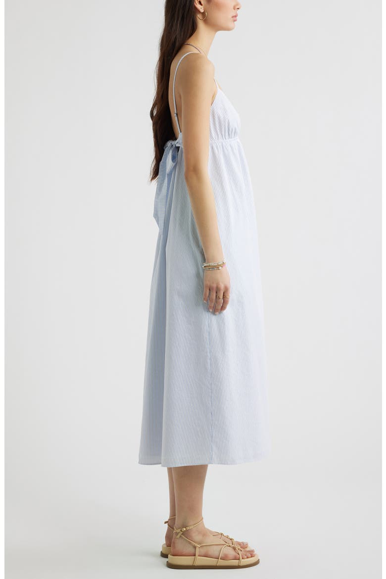 Stripe Cotton Blend Midi Dress, Alternate, color, BLUE- WHITE ORBITAL STRIPE