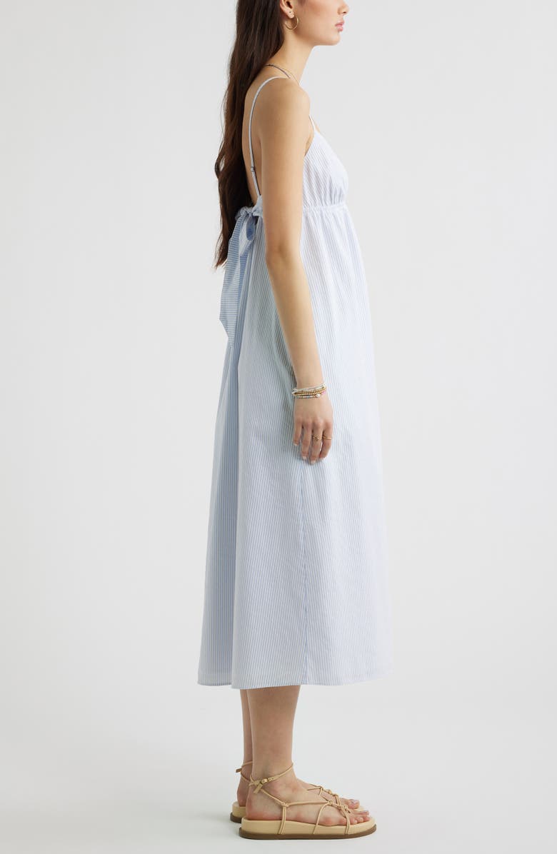 Open Edit Stripe Cotton Blend Midi Dress, Alternate, color, Blue- White Orbital Stripe