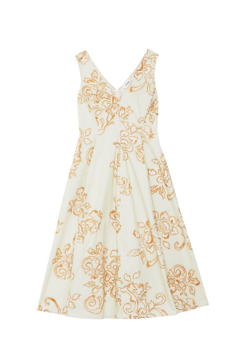 Printed Poplin Midi Dress, Alternate, color, Ecru