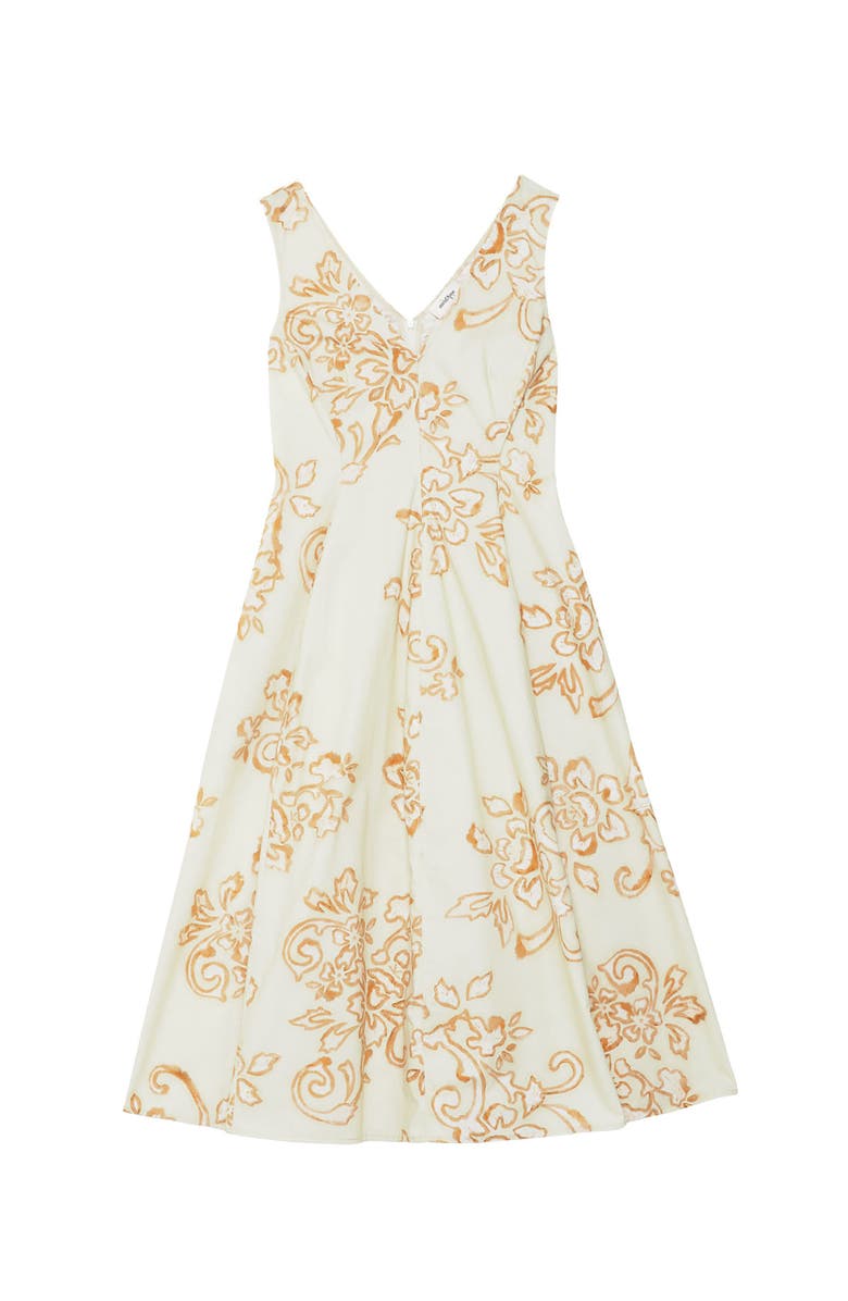 ottod'Ame Printed Poplin Midi Dress, Alternate, color, Ecru