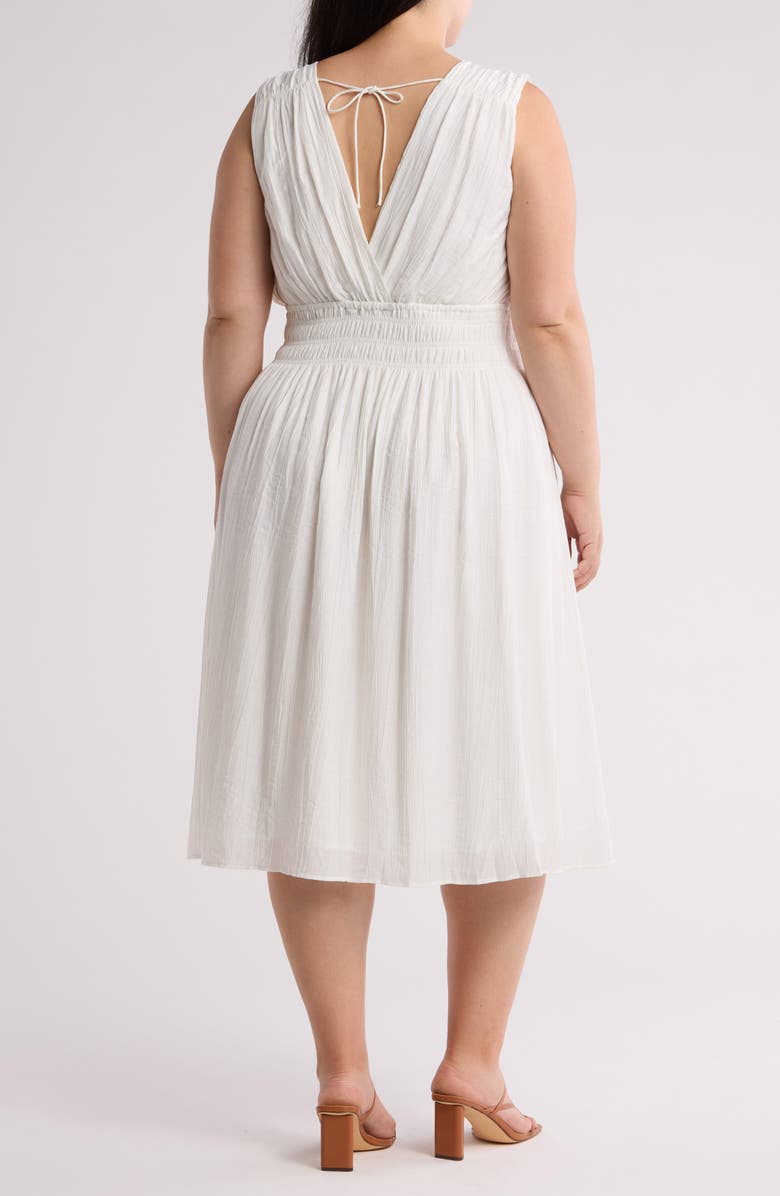 T Tahari Smocked Waist Crinkle Maxi Dress, Alternate, color, White