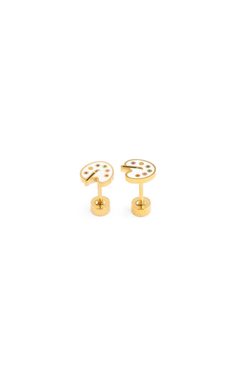 Pip Pop Paint Palette Stud Earrings, Main, color, White