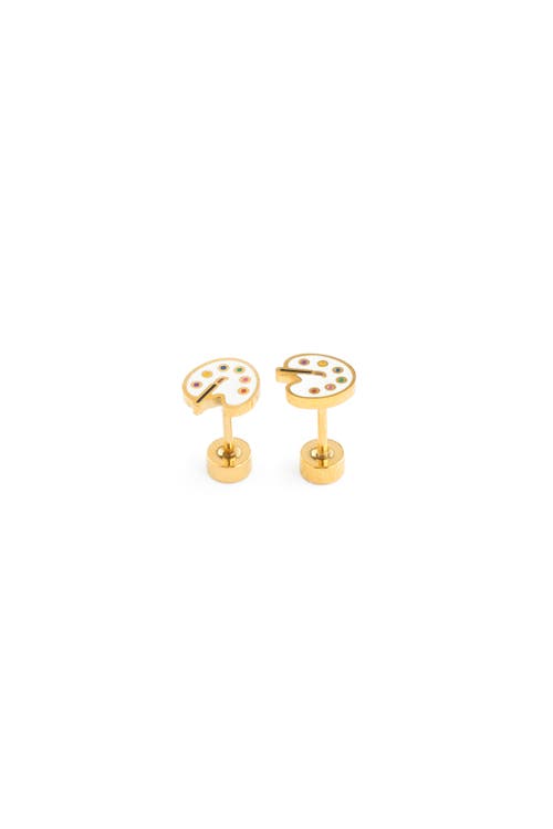 Pip Pop Paint Palette Stud Earrings In Gold