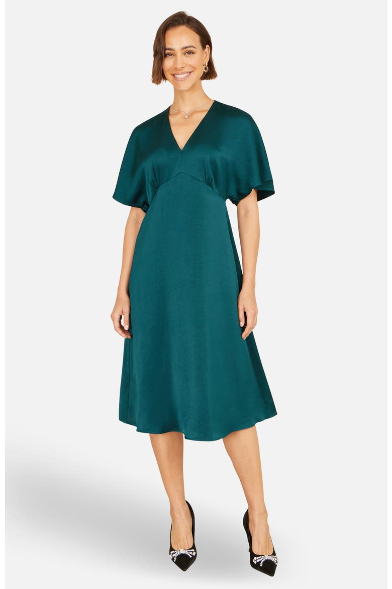 Satin Midi Dress, Alternate, color, Green