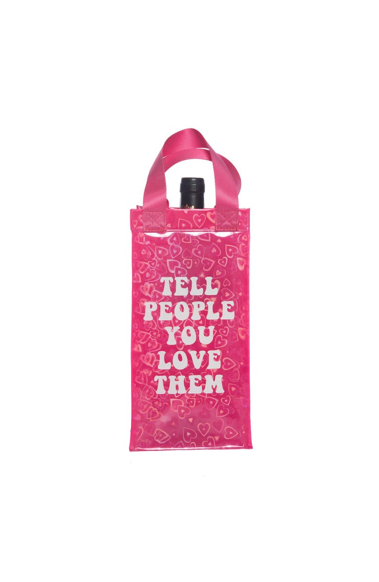 Totalee Gift Tell People You Love Them Wine Bag Plastic Pink, Main, color, Pink