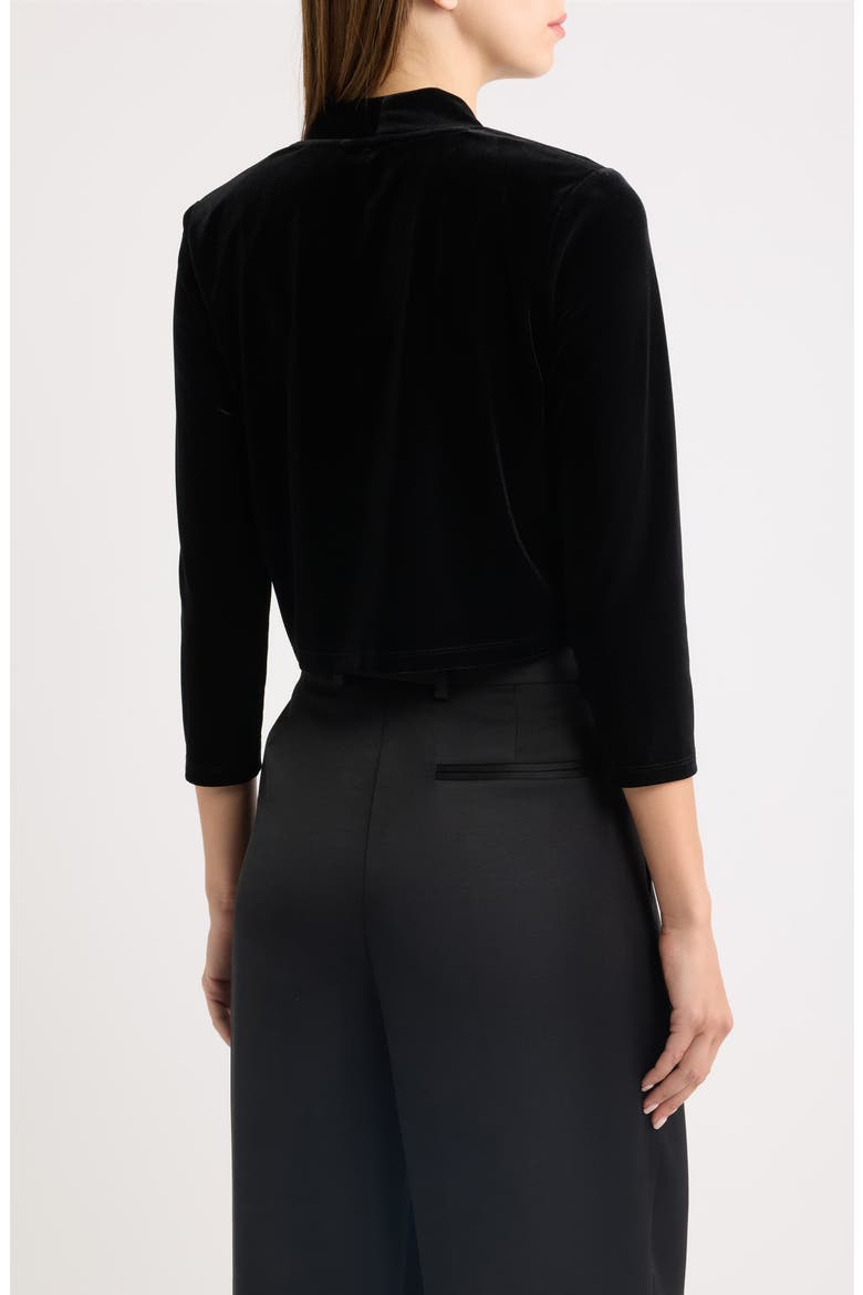 Three Quarter Sleeve Stretch Velvet Shurg, Alternate, color, ANNE BLACK