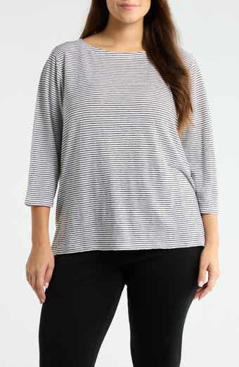 Stripe Slim Fit Organic Linen Top