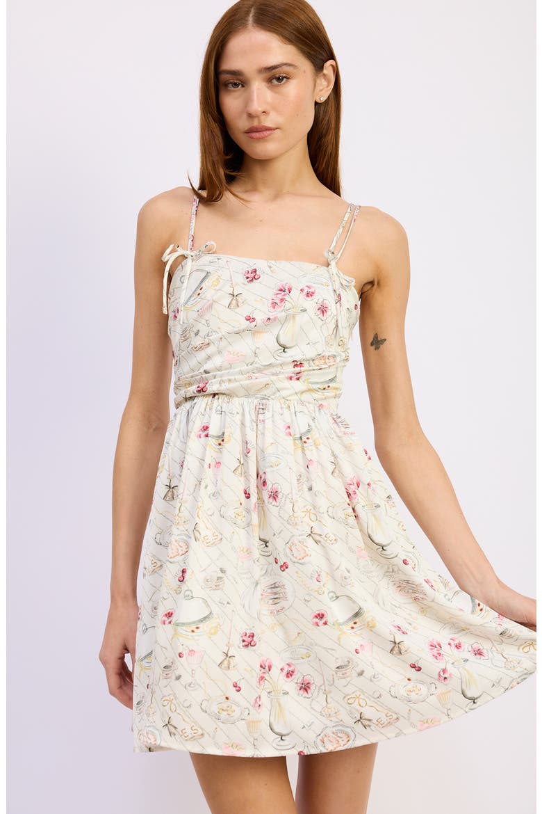 Dinner Party Floral Minidress, Alternate, color, IVORY PINK MULTI