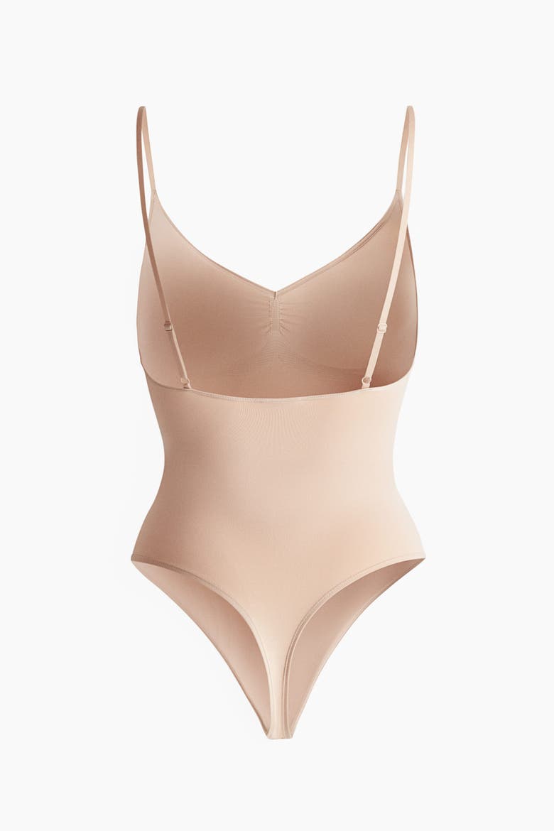 Firm Shape Sculpting Thong Bodysuit, Alternate, color, Light beige
