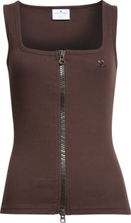 Courrèges Ribbed Zip Front Tank