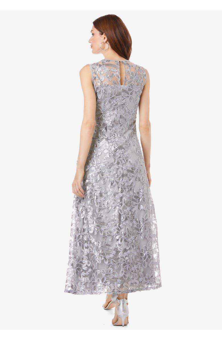 Roaman's Plus-Size Allover Lace Embellished Shawl Gown, Alternate, color, Black