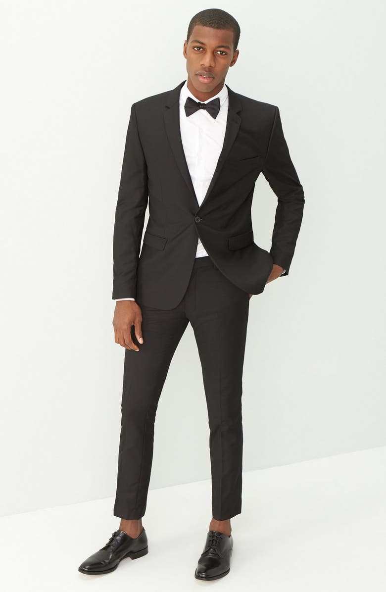 Topman Skinny Fit Black One-Button Suit Jacket, Alternate, color, 