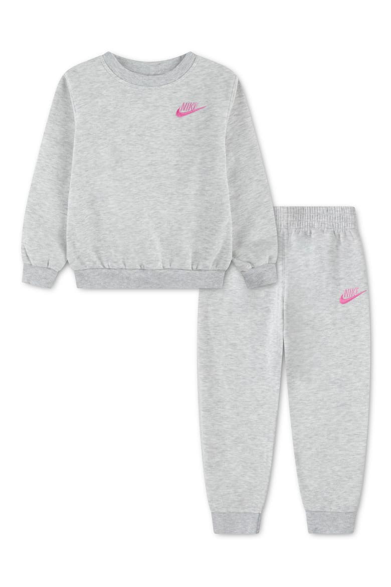 Kids' Fleece Crewneck Sweatshirt & Joggers Set, Main, color, BIRCH HEATHER
